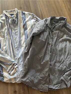 Ralph Lauren Black & White Gingham and Blue Stripe Button-Up Shirts